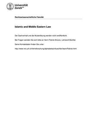 Islamic & Middle Eastern Law Prüfung 2011 MuLö
