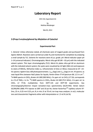 Report Experiment A1