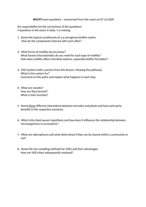 Prüfungsfragen / exam questions