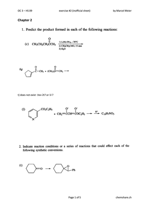 CHE 304 OC III Aufgabenblatt 2 2009
