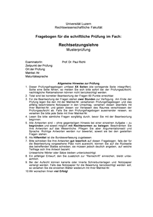 Rechtssetzungslehre Probeprüfung