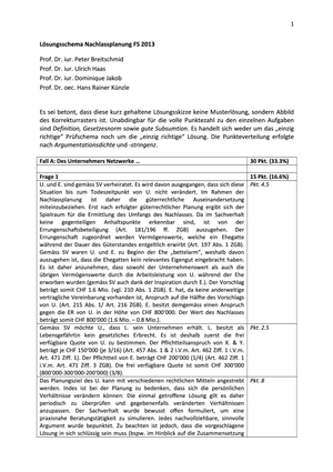 Nachlassplanung Prüfung 2013 Musterlösung