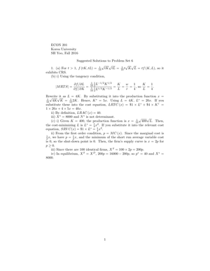 Korea University ECON201: Problem Set 6 Fall16Lösu