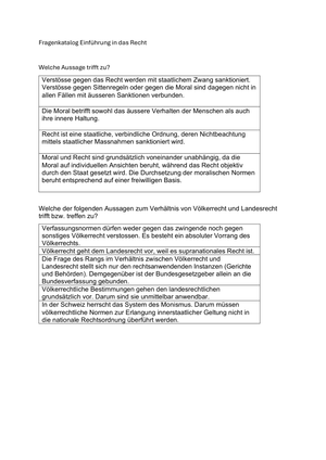 MC Fragenkatalog Einführung in die Rechtswissenschaft