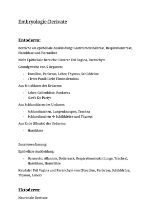 Embryologie-Derivate
