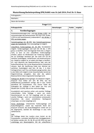 ZPR/SchKG Prüfung 2014 Musterlösung