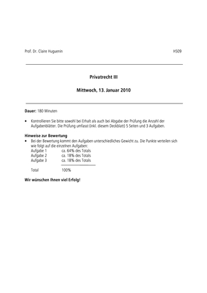 Privatrecht III Prüfung 2009