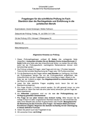 Einführung in die RW Prüfung 2004