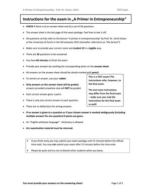 Übungsfragen - Entrepreneurship (HS12)