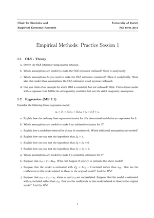 Empirical Methods HS11 Übung 1