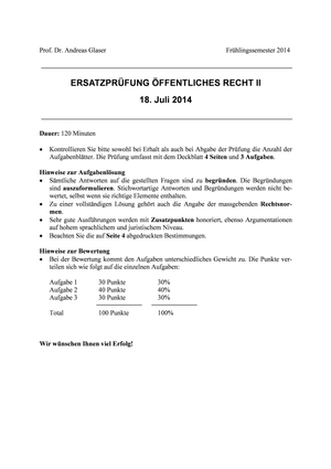 Öffentl. Recht II Prüfung 2014