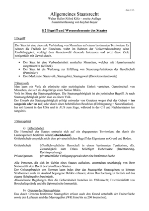 Allg. Staatsrecht Zusammenfassung