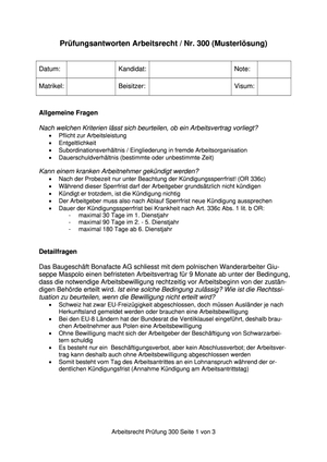 FS 2012 Arbeitsrecht Prüfungsmuster Lös.