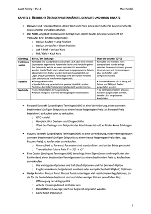 Asset Pricing Zusammenfassung FS 13