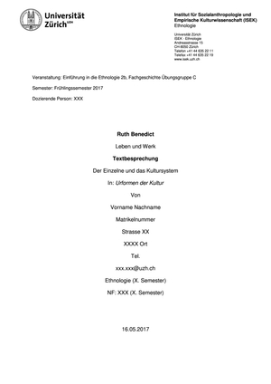 Ruth Benedict Biographie und Textbesprechung