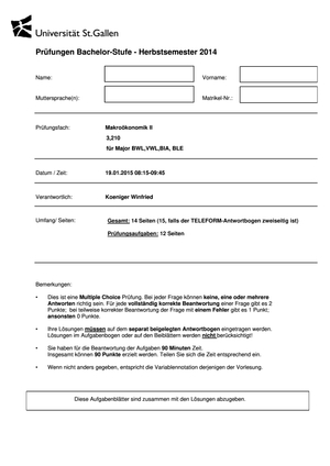 Makro II Prüfung HS2014
