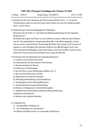 CHE 102 FS14 Übung 4